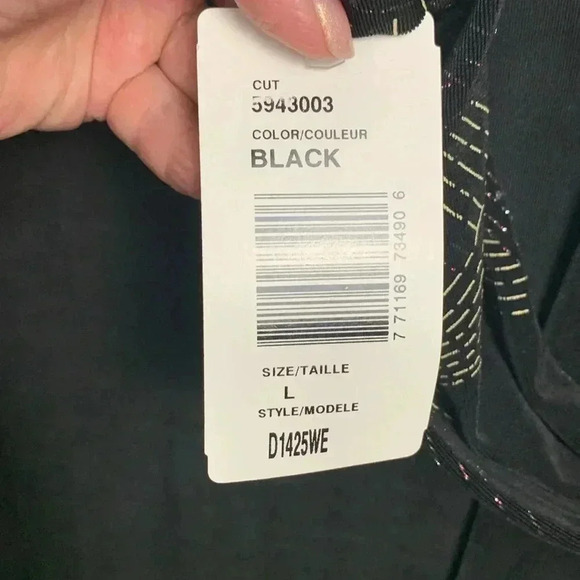 Vintage NWT Piccadilly Open Cardigan w Sparkles Holiday Season Black Size Large - Picture 7 of 16